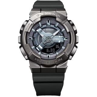 【CASIO 卡西歐】G-SHOCK 金屬色雙顯電子錶-個性銀 GM-S110B-8A 42mm