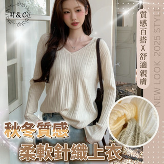 隔日到貨H&C 秋冬高彈質感柔軟上衣 針織上衣 女上衣 長袖上衣 韓版上衣 韓國上衣 女毛衣 女生T恤 長袖上衣 K31