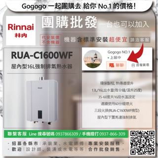 《清倉大拍賣．禮卷大方送》林內 RUA-C1600WF 屋內型16L強制排氣熱水器【僅標準安裝費】