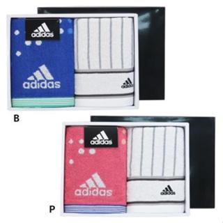 [現貨]日本愛迪達adidas正品純棉毛巾禮盒2入組 盒裝毛巾 彌月禮盒 手巾 洗面 洗臉 運動毛巾 毛巾禮 日本原裝