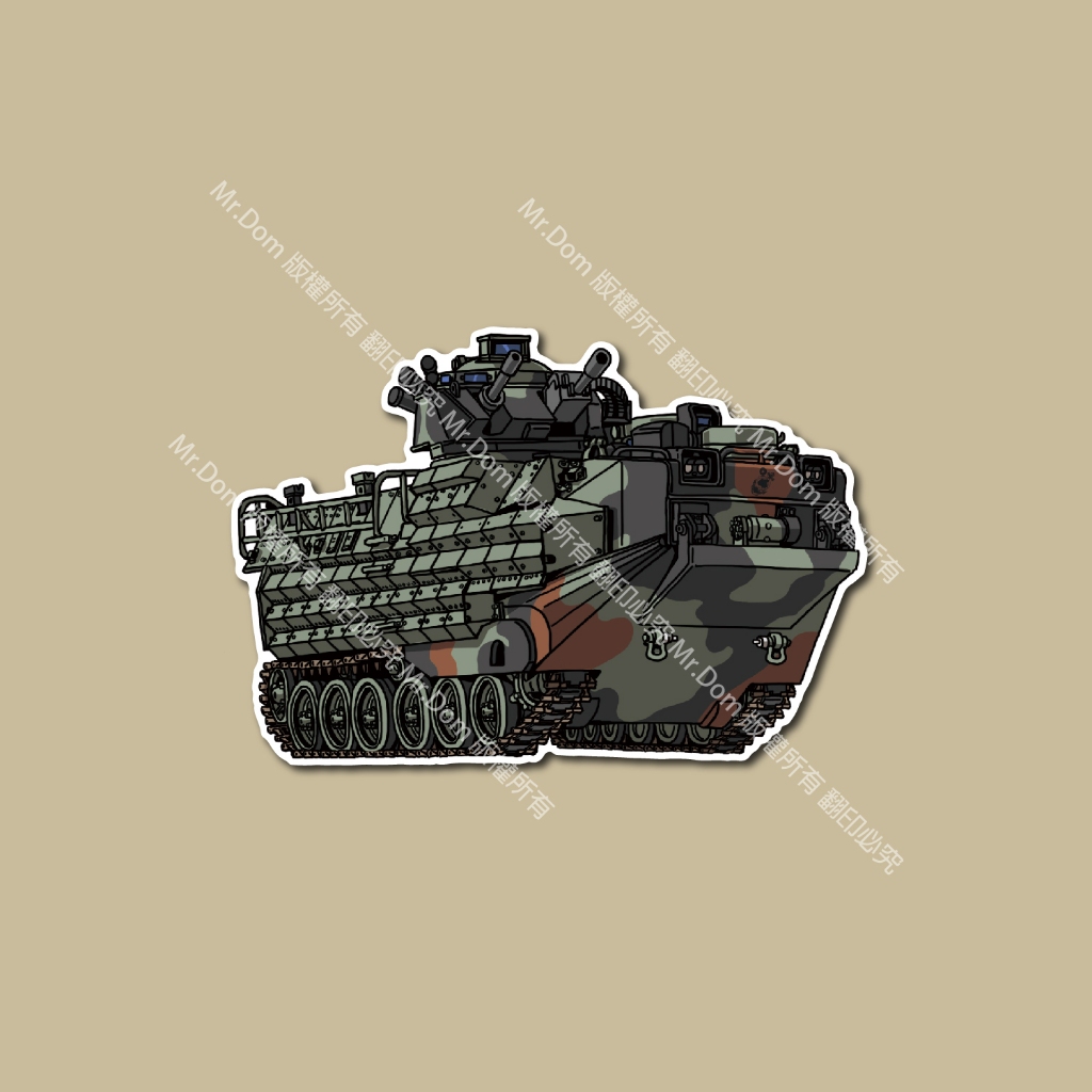 Q版海軍陸戰隊AAV7兩棲突擊車-PVC防水貼紙