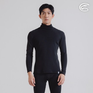 ADISI 男翻領智慧抑菌抗靜電保暖衣 AU2321088 烏黑 (M-3XL)｜磨毛 吸濕快乾 銀離子 內搭衣