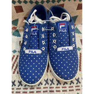 ●全新商品●FILA 水玉點點藍色平底鞋 休閒鞋 23.5 無盒