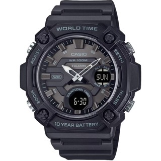 CASIO 卡西歐 10年電力 冒險精神 計時雙顯錶 手錶-黑x灰 AEQ-120W-1BV