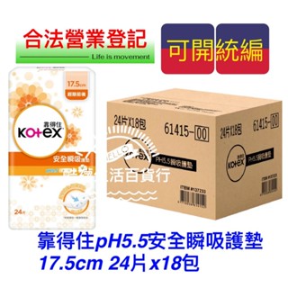 【橦年夢想百貨行】好市多宅配 靠得住pH5.5安全瞬吸護墊 17.5cm 24片x18包、#137233、衛生棉