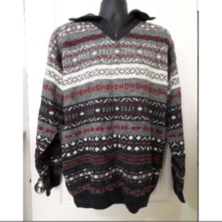 Basic 長袖條紋羊毛針織衫 毛線衣（XL~2XL）