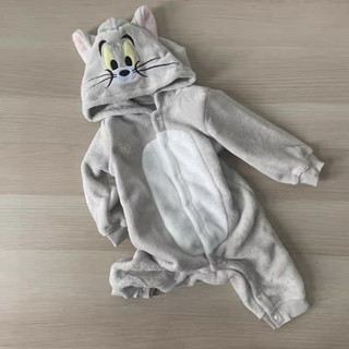 ❤️‍🔥現貨❤️‍🔥日單 日本湯姆貓與傑利鼠 Tom and jerry珊瑚絨保暖秋冬長袖連身爬服 刷毛 萬聖節