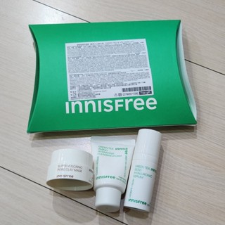 全新~ innisfree 綠茶火山旅行組 (超級火山泥毛孔潔淨面膜+綠茶籽玻尿酸保濕精華+綠茶保濕胺基酸潔面乳)