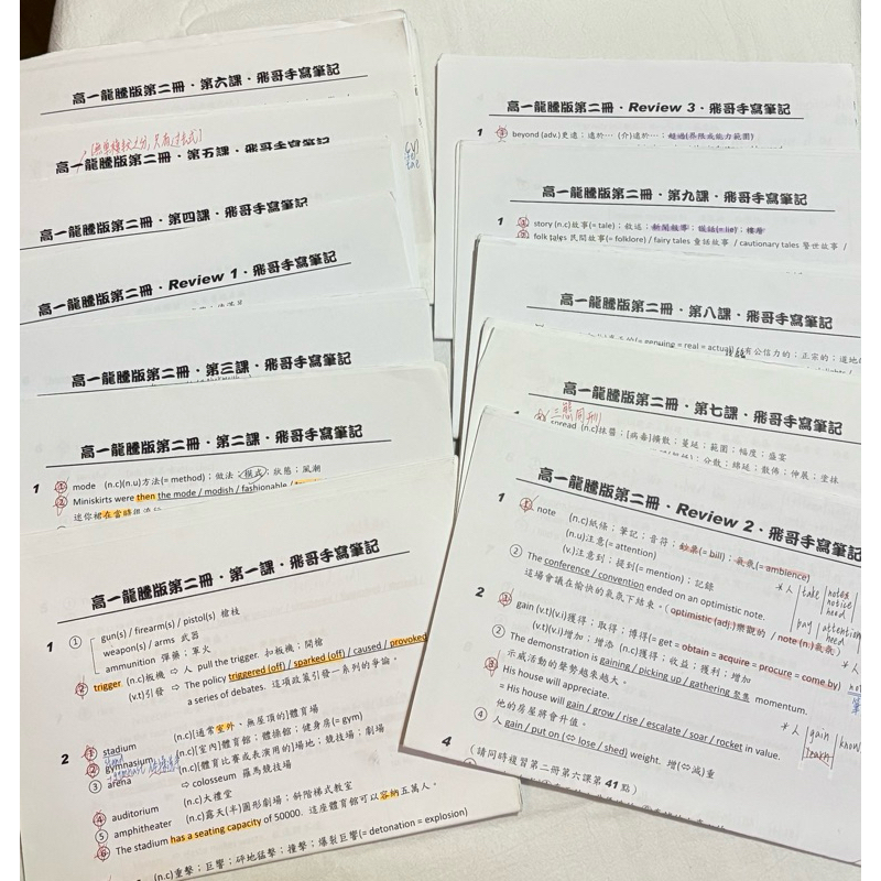 (^▽^)可樂cola小舖(^▽^)飛哥英文 高一龍騰版第二冊飛哥手寫筆記