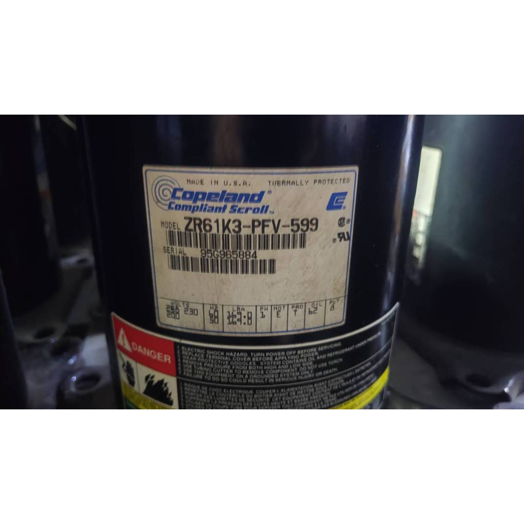 黑金剛 谷輪 copeland ZR61K3-PFV 中古二手定頻冷氣渦卷式壓縮機