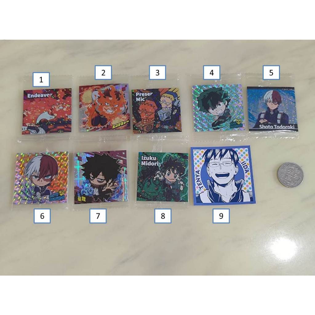 [睡睡蛙小池] 我的英雄學院 貼紙 轟焦凍 奮進人 綠谷出久 荼毘 麥克風 飯田天哉 餅卡 食玩 米爾科 上鳴電氣