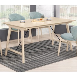 恩德詩床墊/傢俱-CM多米尼洗白色160cm(5.3尺)餐桌 桌面高階MDF貼實木皮 腳座全橡樛木 會議桌