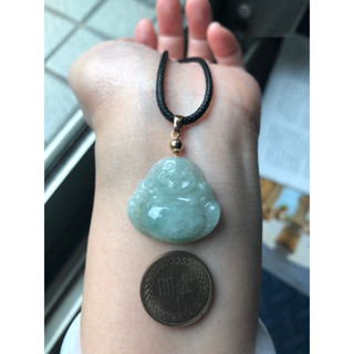 緬甸玉天然A貨翡翠玉墜 冰種 淡綠 佛公 彌勒佛