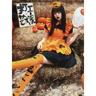 『臺灣出貨』 萬聖節服裝 變裝服裝 萬聖節衣服 南瓜cosplay服 鬼節主題派對兒童橘色蝙蝠女僕 角色扮演 萬聖節裝扮