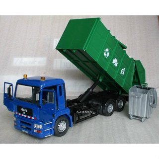 [丸山建機模型店]---MAN 1/32 藍色車頭+綠色垃圾車模型