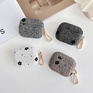 秋冬新款 雪花柔麻布紋AirPods 4代耳機殼AirPods Pro 2無線藍牙耳機保護套高階時尚高階感PC硬殼男女新