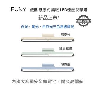 【FUNY】全新款便攜 感應式 護眼 LED檯燈 閱讀燈 長亮感應雙模式 USB充電 磁吸 可調角度 免鑽孔 玄關 露營