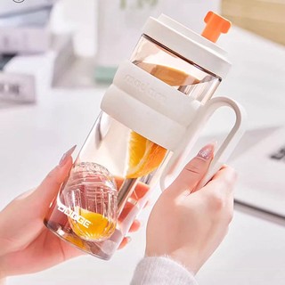 希樂道奇美都900ml吸管杯 TRITAN手把吸管杯 附茶隔花茶杯 耐熱防漏把手TRITAN材質水壺 附吸管茶倉奶茶杯
