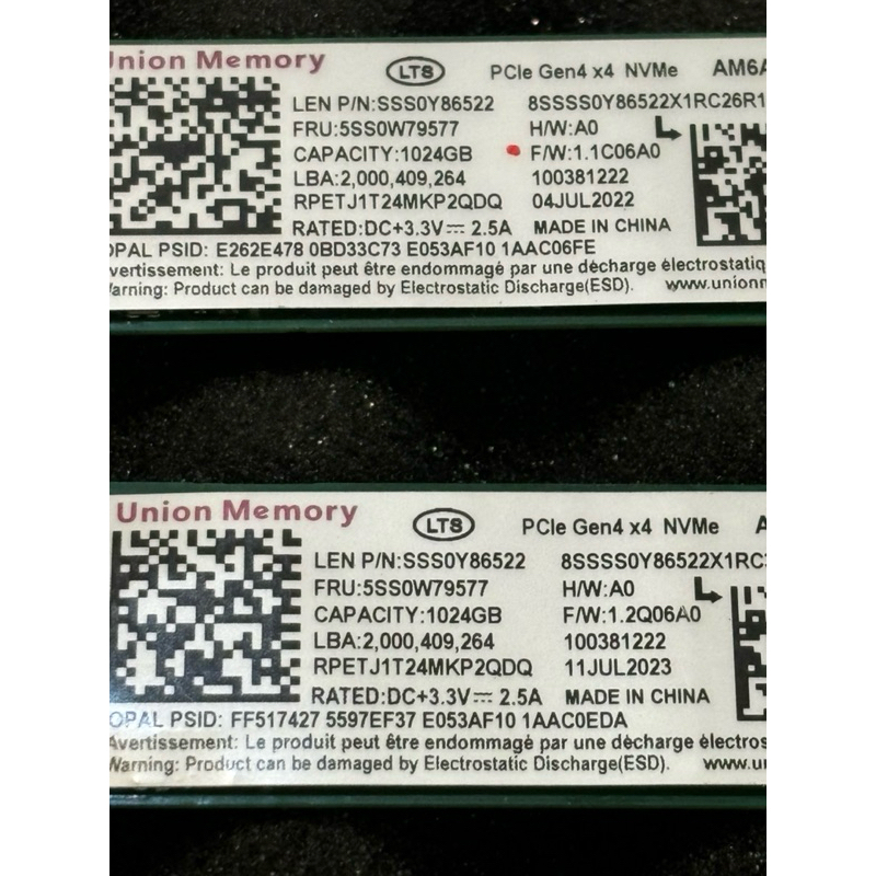 Union Memory 忆聯 固態硬碟SSD M.2 PCIe 1024GB=1T
