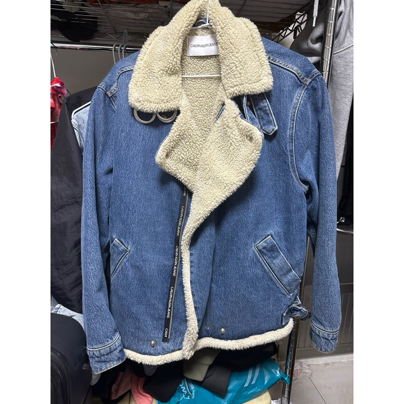 Calvin Klein Jeans CK羔羊毛牛仔外套 英國購入 9成新