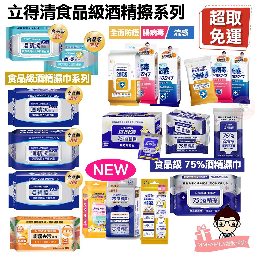 立得清 酒精濕巾 75% 食品級 全面防護 病毒款 去汙 迷你濕巾【醫妝世家】  超取免運 酒精 酒精擦