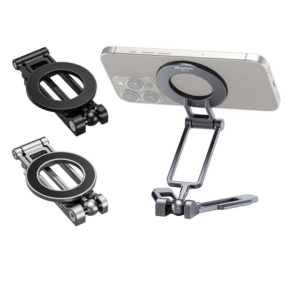 Leofoto 徠圖 PS-5 磁吸式摺疊手機支架 arca 快拆板 黑 銀 立架 MagSafe 相機專家 公司貨