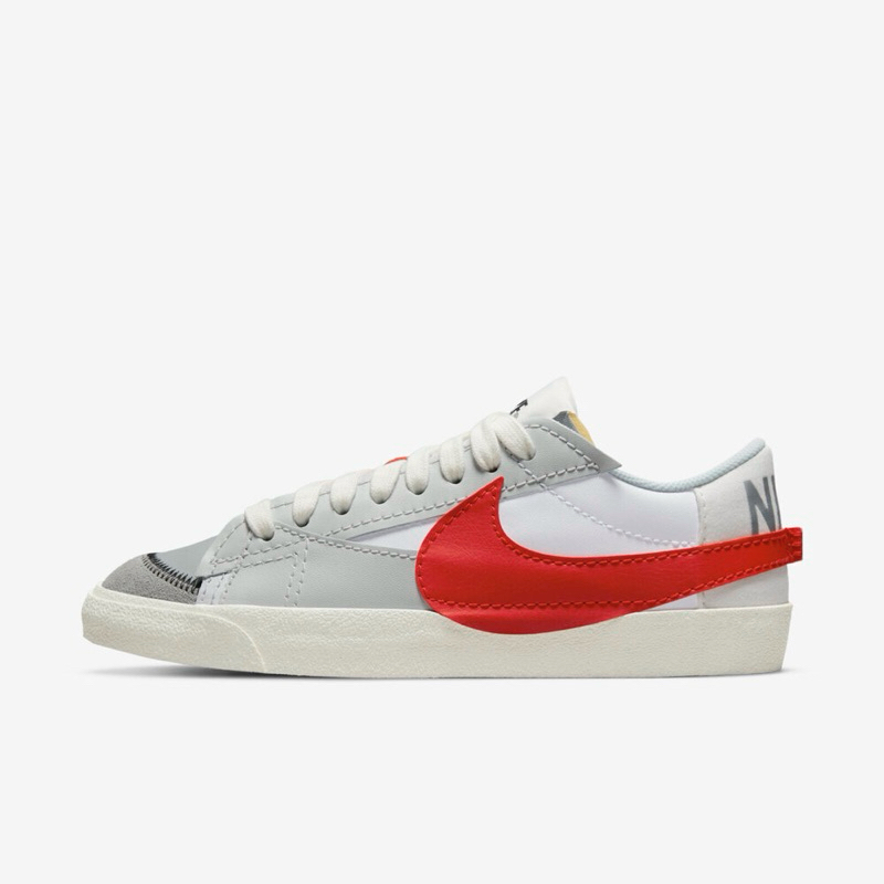 Nike Blazer Low 77 Jumbo [DQ8769-100] 男 休閒鞋 經典 復古 解構 大勾 白灰紅