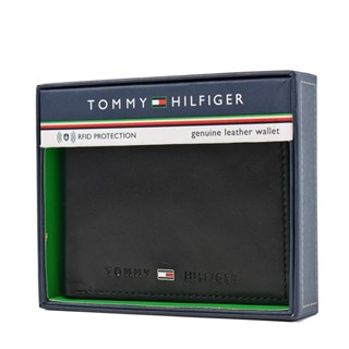 TOMMY 男款 滑面皮革RFID三折短夾-黑色 【美國正品現貨】