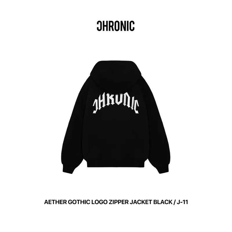 CHRONIC AETHER GOTHIC LOGO ZIPPER JACKET BLACK / J-11