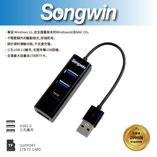 【Songwin】UTO-160 USB 2.0二合一讀卡集線器[尚之宇旗艦館][臺灣公司貨][發票保固]