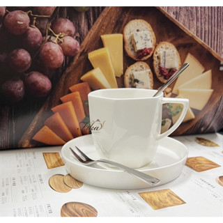 ♛BEING餐具♛180cc日本製Rose magna Sango 骨瓷咖啡杯盤組 幾何圖形咖啡杯 花茶杯 點心盤