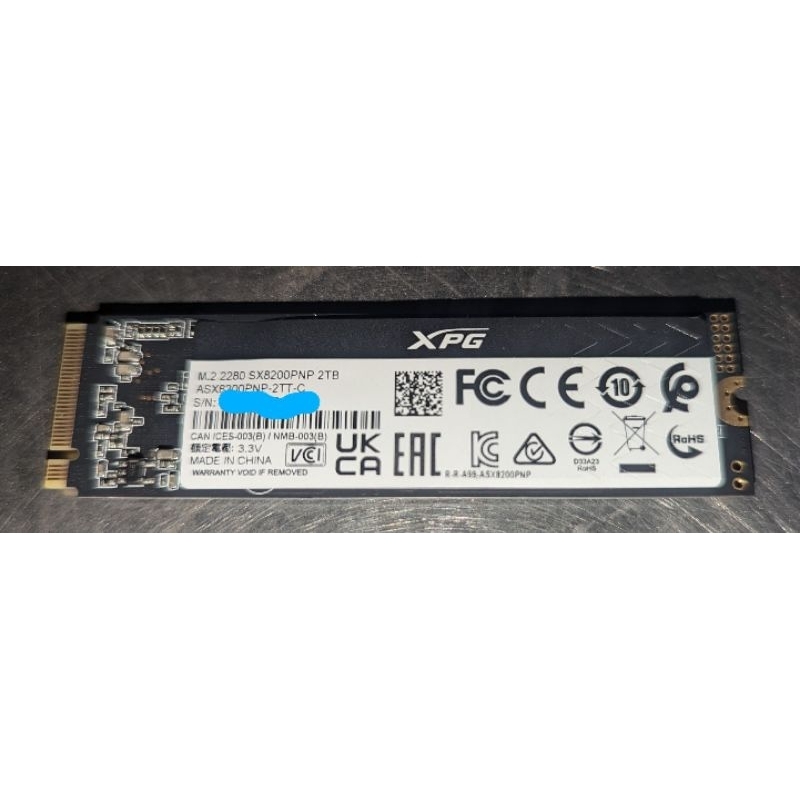 adata 威剛 sx8200 pro 2tb ssd m.2 pcie    固態硬碟