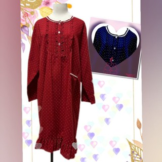 🌷蕾妮塔塔🌷2024秋冬新品/ 全系列精品 (35251 )/  繁星點點精梳棉平織長袖洋裝睡衣（臺灣製）