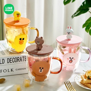 ✨ LINE FRIENDS 水杯 玻璃杯 帶蓋水杯 手把杯 咖啡杯 BROWN 熊大 SALLY 莎莉 兔兔