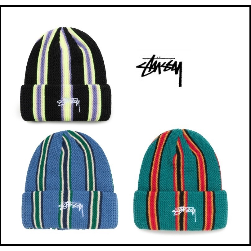 STUSSY STOCK VERTICAL STRIPE CUFF BEANIE 冷帽 針織帽 男女 情侶 毛帽 BTS