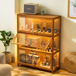 手辦展示櫃 樂高積木壓克力 透明仿玻璃化妝品架 煙櫃展示櫃 防塵多層收納櫃 大容量折疊箱 雙開門收納箱 公仔樂高展示櫃
