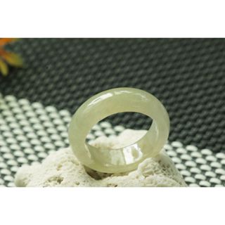 熱賣U354玉戒指❀ 14#翡翠玉A貨冰潤淡黃寬版玉戒圈指環戒子【緬甸玉翠軒】玉首飾品 男女款式