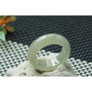 熱賣U373玉戒指❀ 13#翡翠玉A貨冰潤淡黃寬版玉戒圈指環戒子【緬甸玉翠軒】玉首飾品 男女款式 尾戒