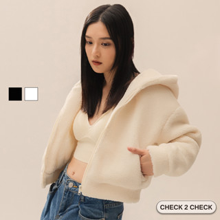 Check2Check-泰迪熊毛毛外套 毛絨外套 羊羔毛連帽外套 短版外套 保暖外套【CB00-100025】[現貨]