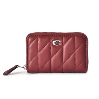 coach金屬c字絎縫小羊皮卡夾零錢包(深紅)194854-2｜gobrand購名牌