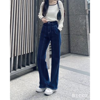 現貨｜BICOZ｜個性小姐姐特殊車線直筒牛仔褲 S~2L【24309】高腰直筒 長褲 中大尺碼 落地褲 寬褲 牛仔長褲