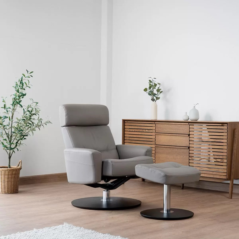 ♥️波妞♥️ NORDIC HOME 全牛皮休閒躺椅附腳凳 （Neo 341） ◢展示新品◣
