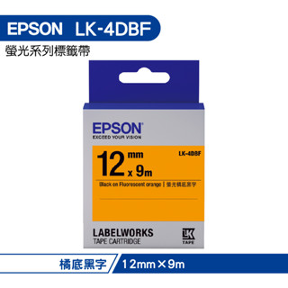 EPSON LK-4DBF C53S654416 螢光系列橘底黑字標籤帶(寬度12mm)