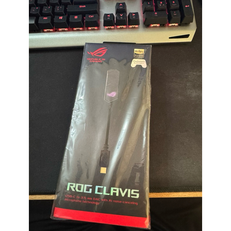 (全新)華碩ASUS ROG Clavis 外接式音效卡 USB-C轉3.5mm DAC/虛擬7.1/AI降噪支援PS5
