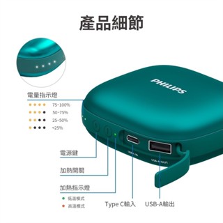 交換禮物 暖暖包 暖進您手裡 3秒迅速加熱 飛利浦 USB暖暖包行動電源 DLP2136V 冬天寒流 暖手寶行動電源