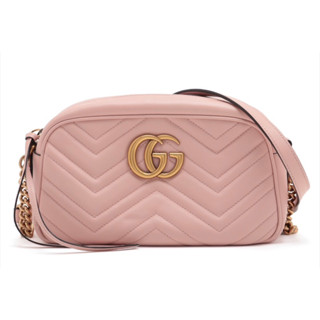 正品 Gucci 粉紅 鏈條 側揹包 二手 日本直送