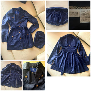 二手Burberry 尼龍雨衣、風衣 （深藍色）附收納包～
