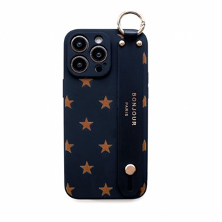 品牌直營 RICHE iPhone16.15.14.13巴黎黑咖啡星星手帶手機殼