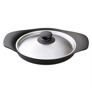 (全新）柳宗理 南部鐵器橫紋煎盤 22cm 附不鏽鋼蓋