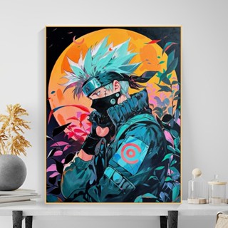 DIY數字油畫30*40cm附送畫筆顏料 火影忍者卡卡西鳴人動漫畫卡通畫二次元 房間掛畫客廳裝飾畫解壓手繪畫 男生日禮物